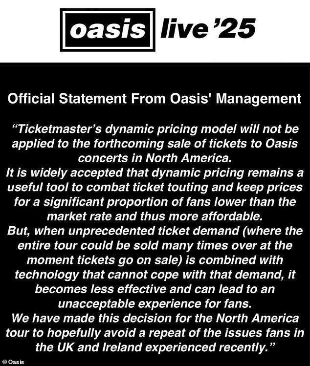 As they release a handful of new dates, Liam and Noel have agreed to ditch the controversial dynamic pricing to ensure fans pay a fair price.