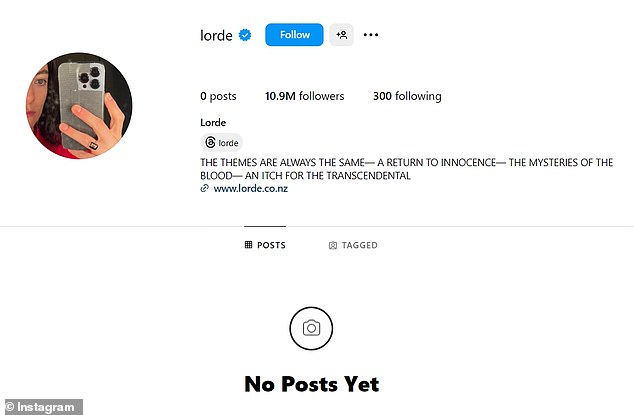 While her social media may seem like a ghost town, the New Zealand-born singer made sure to drop a tidbit about what she has planned in a new Instagram bio.