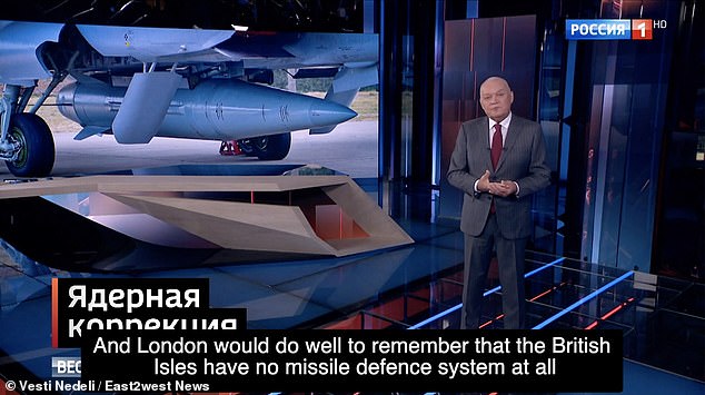 Speaking on state television, Kiselyov added that Britain could not say it had not been warned.