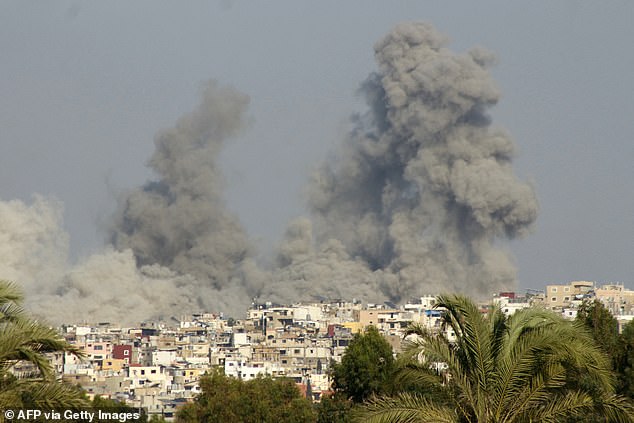 Smoke rises after an Israeli attack on a village near the southern Lebanese city of Tire on September 29, 2024.