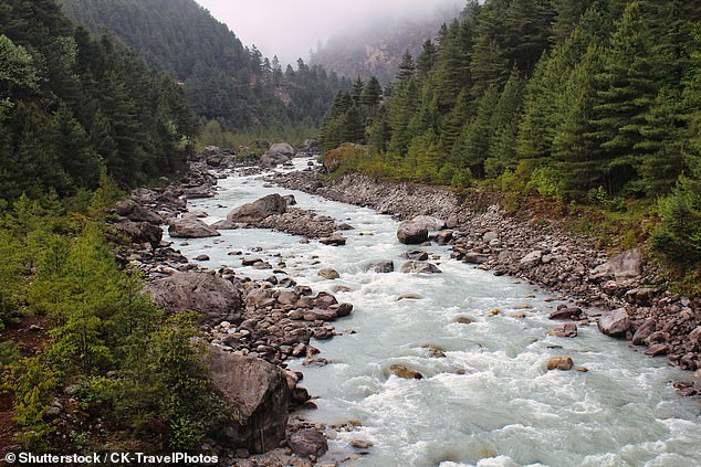 89,000 years ago, the gentle Arun River merged with the steep Kosi River (pictured), greatly increasing its erosive power and allowing it to remove billions of tonnes of rock and sediment from the area around Mount Everest.