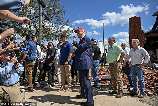 Former President of the United States and Republican presidential candidate Donald Trump analyzes the consequences of Hurricane Helene