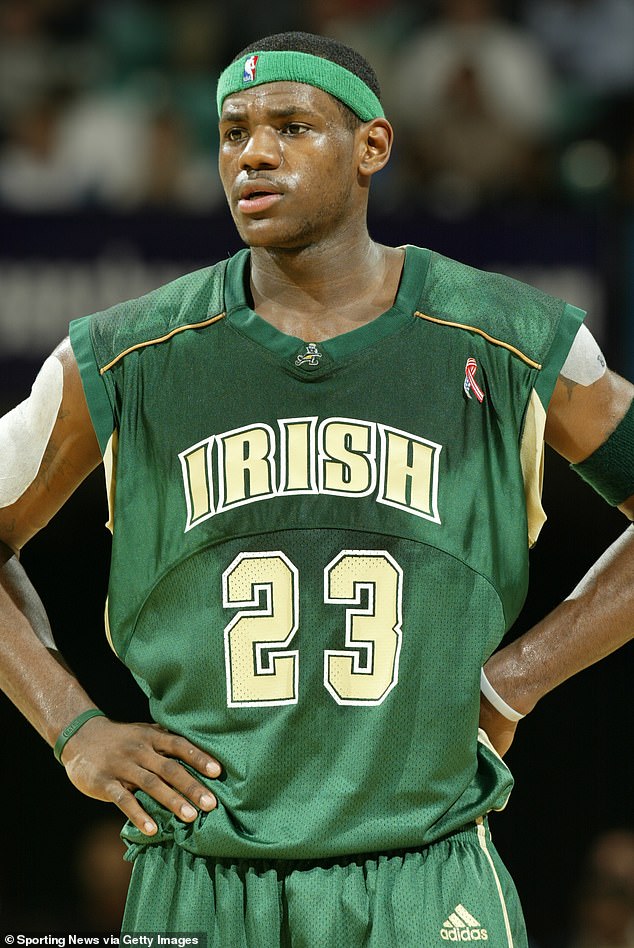 The gold jersey was worn by James in 2002 for a photo shoot and later in a game.