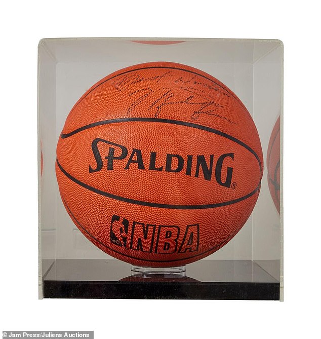 Also sold at the auction was this basketball signed by Michael Jordan that he used in a music video for Michael Jackson's song 'Jam.'