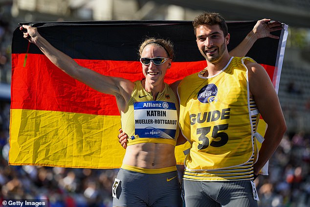 Visually impaired German sprinter Katrin Mueller-Rottgardt, 42, fears that Petrillo, 51, 