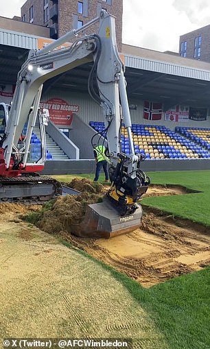 Wimbledon shared a video on Wednesday showing an excavator removing soil from the stadium.