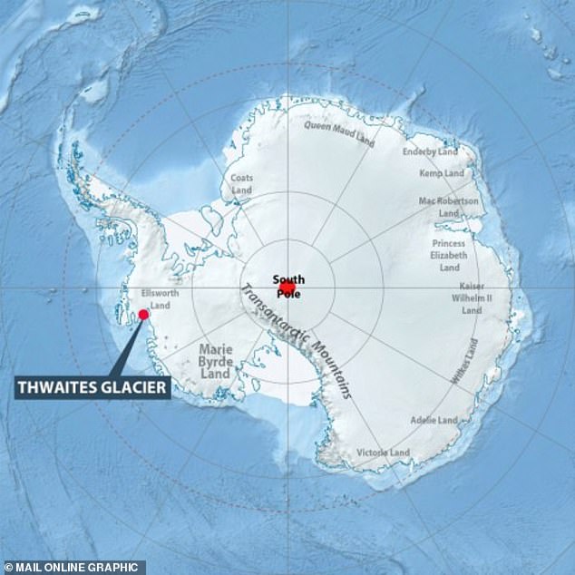 Thwaites Glacier is approximately 120 km (74.5 mi) wide, the same size as Great Britain or Florida, making it the widest glacier on the planet.