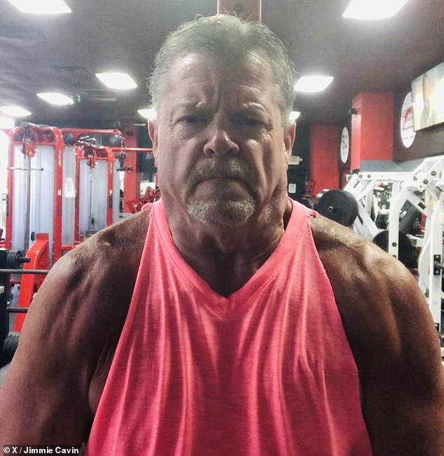 The shocking incident, captured on video by Kenny Wallis, shows Jimmie Cavin, 62 (pictured), punching Johnathan Newcomb after a heated verbal exchange.