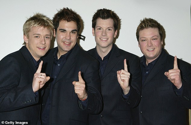 The singer was part of the band G4 and appeared in the competition in 2005 (Ben is pictured centre left with bandmates Jonathan Ansell, Mike Christie and Matt Stiff)