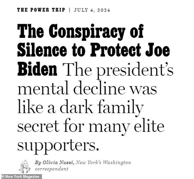 The New York Magazine journalist was targeted online after writing about Democrats' efforts to cover up Biden's deteriorating condition.