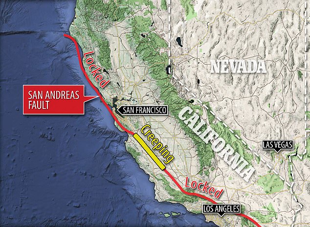 The monstrous San Andreas fault divides California from south to north, caused by two tectonic plates slowly rubbing against each other, always on the verge of producing 