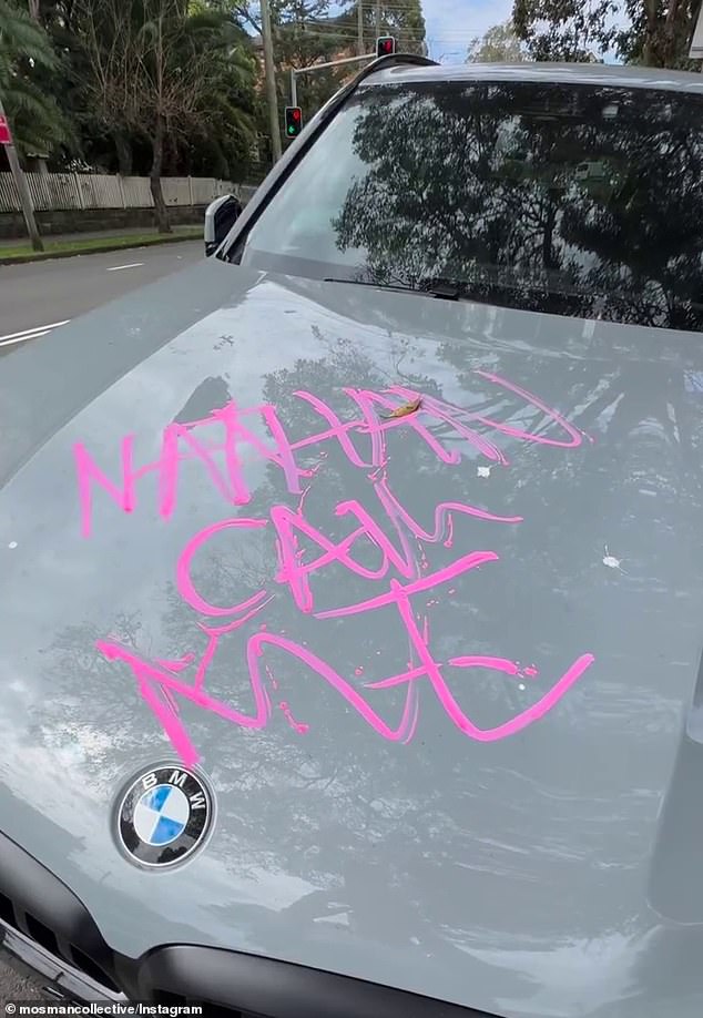 On the hood of the BMW was also painted 'Nathan call me' (pictured)