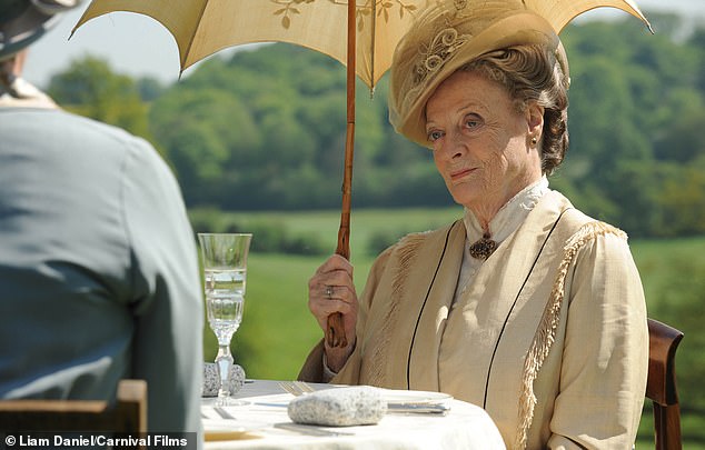 The late British acting legend starred in the period drama as Violet Crawley, Dowager Countess of Grantham, from 2010 to 2015 (pictured in the show in 2013).