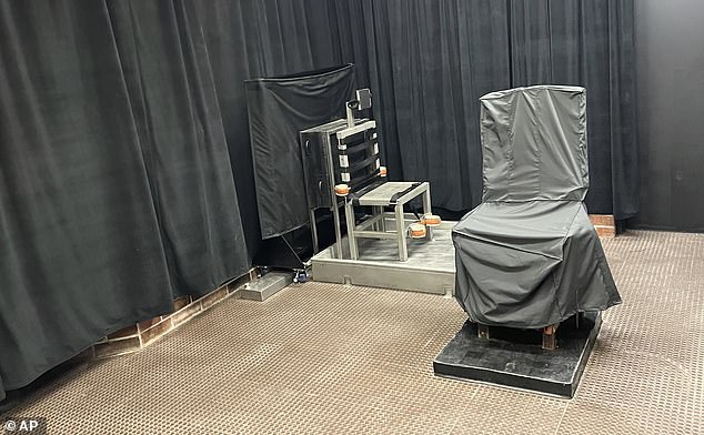 Owens had to choose between lethal injection, firing squad or the electric chair. Pictured is SC's execution chamber, showing the electric chair (right) and the firing squad chair (left).