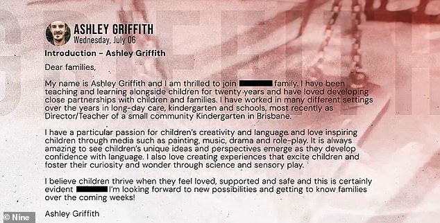 Griffith used this bio on child care center websites to sell a version of himself that hid his predatory nature.