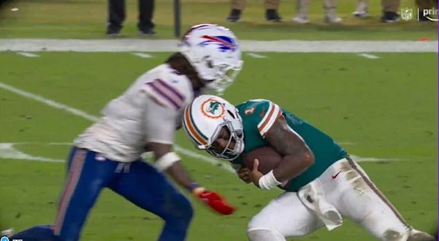 The quarterback headed toward Buffalo Bills' Damar Hamlin on TNF.