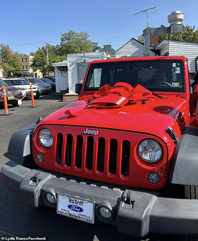 The students raised more than $20,000 to give Apraku his dream car: a Jeep Wrangler with a tire on the back.