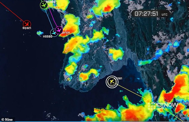 Flight radar images (above) of the accident show that other aircraft flying over Myanmar avoided the thunderstorm activity. However, SQ321 (shown in red) stayed true to its intended path and headed straight for the centre of the cell.