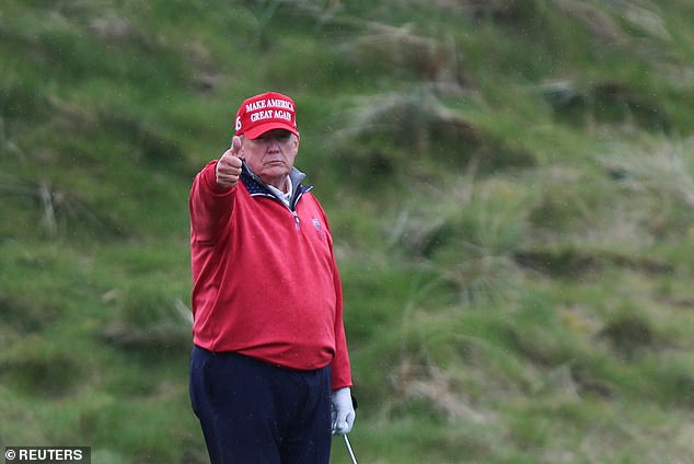 Donald Trump plays golf at his club in West Palm Beach on May 4, 2023