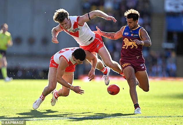 The Sydney Swans and Brisbane Lions (pictured playing earlier this year) will contest the first decider since 2006 in which there will be no Victorian team.