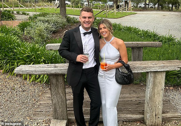 The Swans star (pictured with fiancée Annie Milner) did not tell coach Longmire about the collision and had an excellent game.