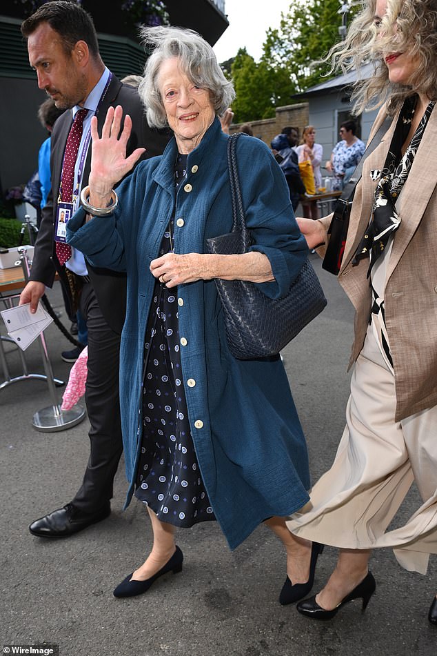 Dame Maggie Smith attends the Wimbledon Tennis Championships on 15 July 2023