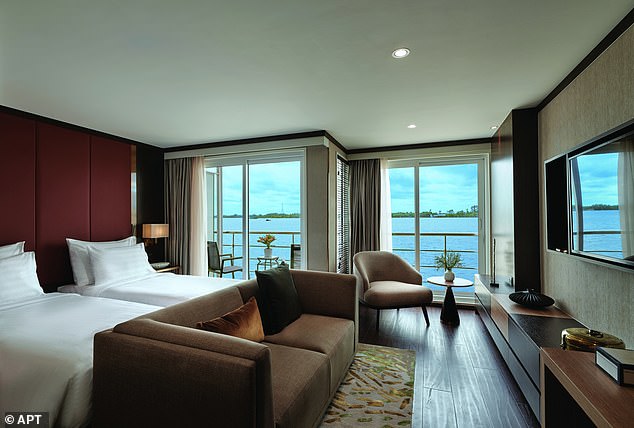 Above is Jo's suite at the Mekong Serenity. There are 44 suites in total, all of which feature balconies and river views.