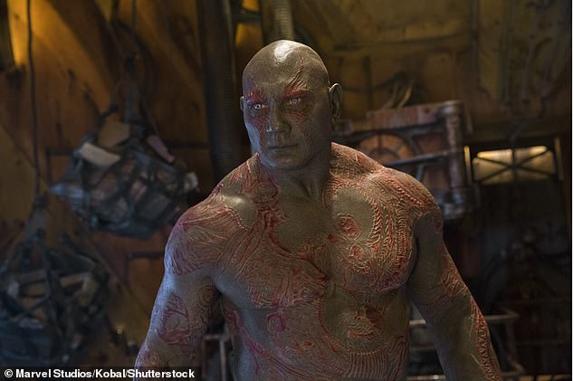 Dave retired from his wrestling career in 2019 and decided to focus on his acting career and lose weight to avoid being typecast in roles similar to Drax the Destroyer, seen here in 2017.