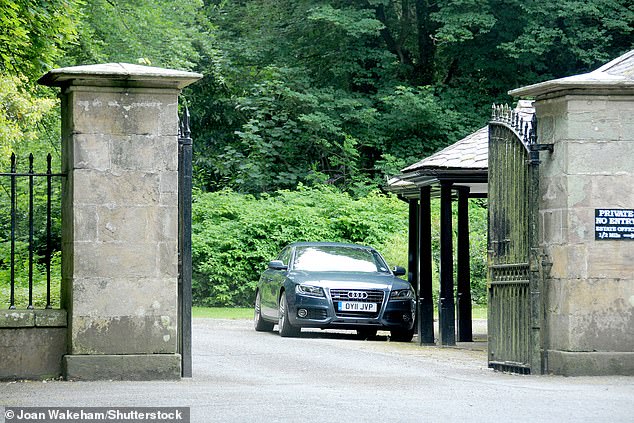 Prince William's car pictured at the gate of the Bodorgan Estate, where he was living with Kate at the time in 2012