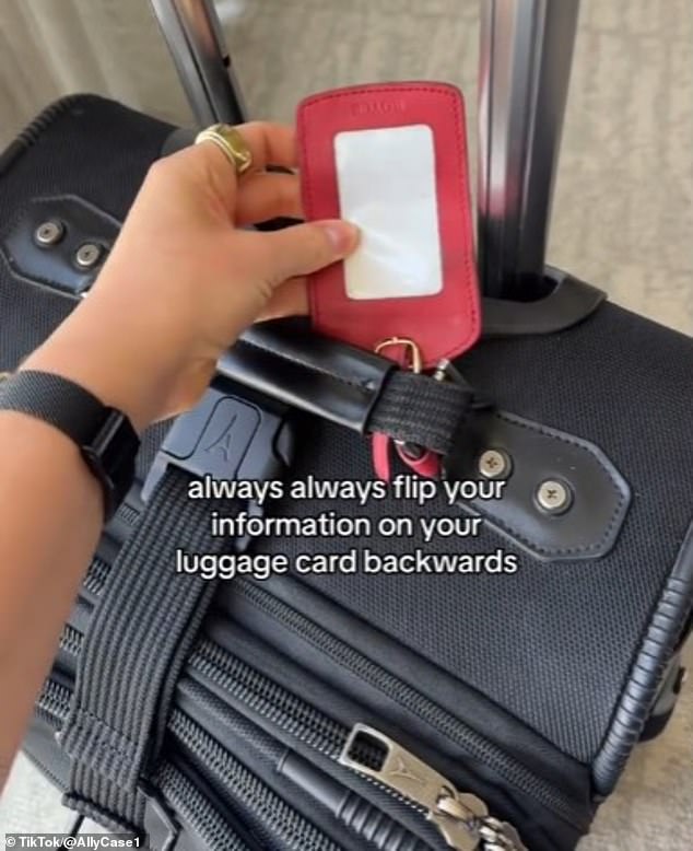 She noted that people who use luggage tags leave their personal information visible to everyone and suggested turning them around to stay safe.