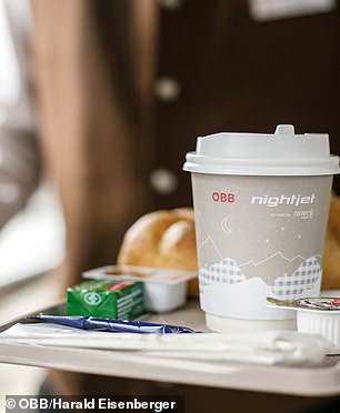 Travelers can purchase drinks and snacks on Nightjet trains