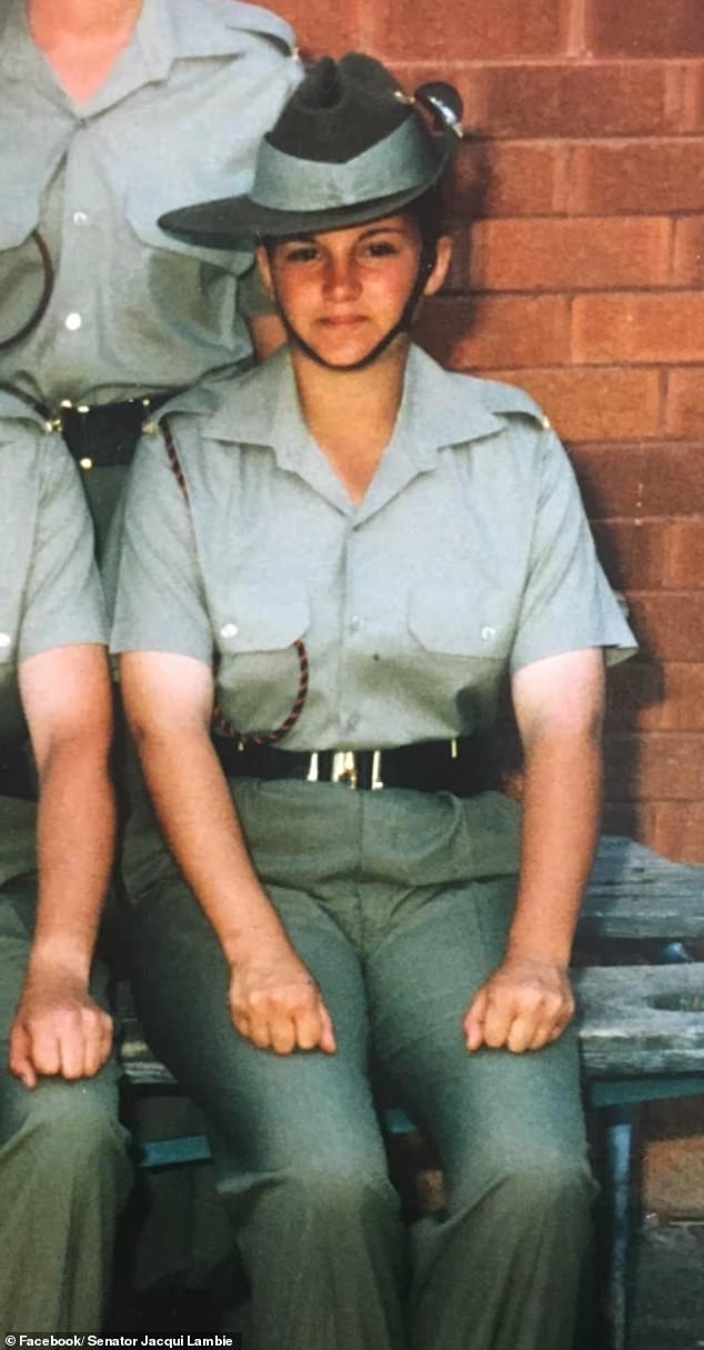 Jacqui Lambie suffered a serious spinal injury during a training exercise when she was in the army (pictured)