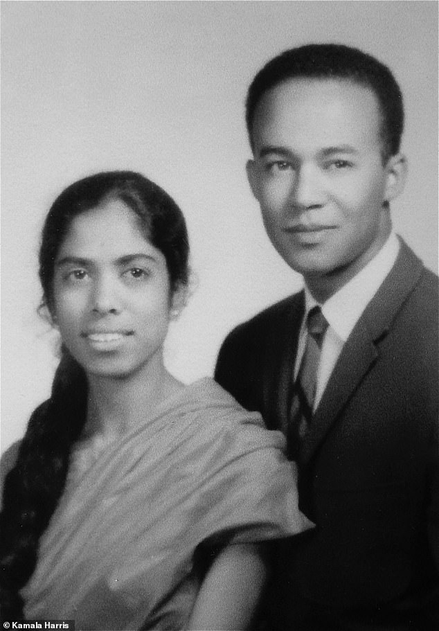 Harris is the son of Shyamala Gopalan, an Indian cancer researcher, and Donald Harris, a black economics professor from Jamaica (pictured together in the 1960s).