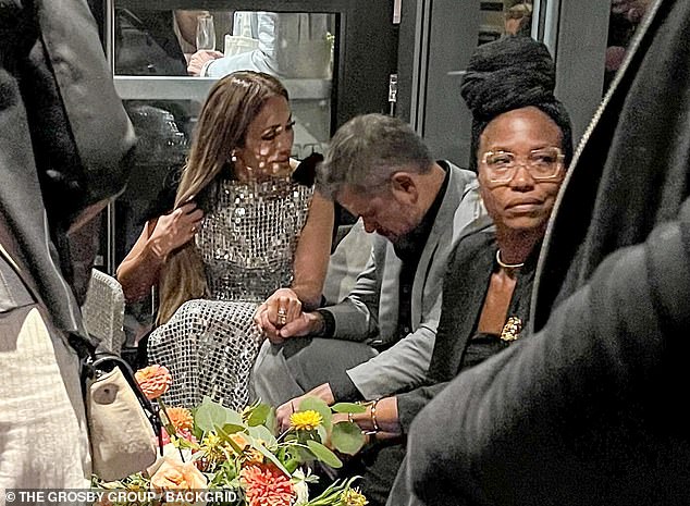 The Jenny From the Block singer, 55, and the Bourne Identity star, 53, had their heads together and serious expressions on their faces as they sat in a corner of the party where they could get some privacy.