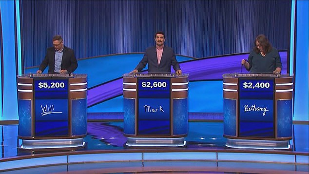 Contestants Will Weiss, Mark Palmere and Bethany Korp were competing during the first round of the episode in a category about self-help books when Peterson's name came up.