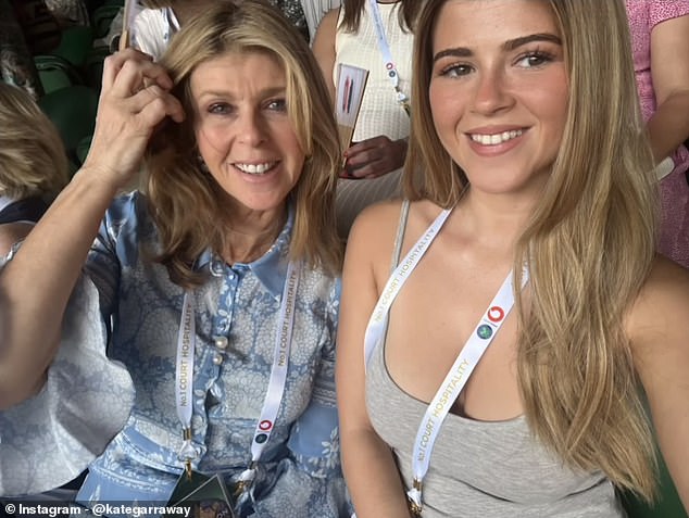 Kate and her 18-year-old daughter Darcey, the eldest of her two children, are pictured attending Wimbledon over the summer.