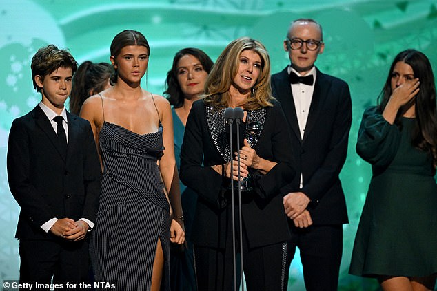 Kate was joined on stage to accept her award by her and Derek's children, Darcey, 18, and Billy, 15.