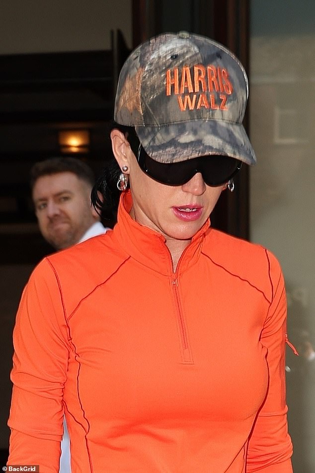 The 39-year-old Teenage Dream hitmaker, who is about to receive a coveted award, stepped out in New York on Wednesday wearing the popular Harris-Walz camouflage hat.