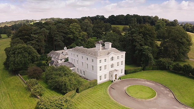 Aerial view of Bridwell House in Devon, the home of Lord Ivar Mountbatten