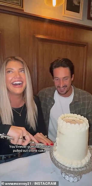 On Instagram, Anna and her husband posed next to a burnt cake with vanilla frosting.