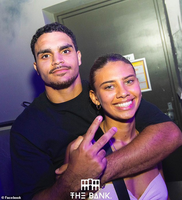 Murri's wife Ryli Johnson was pictured with her boyfriend Tyreice Baira Gela at The Bank nightclub in Townsville