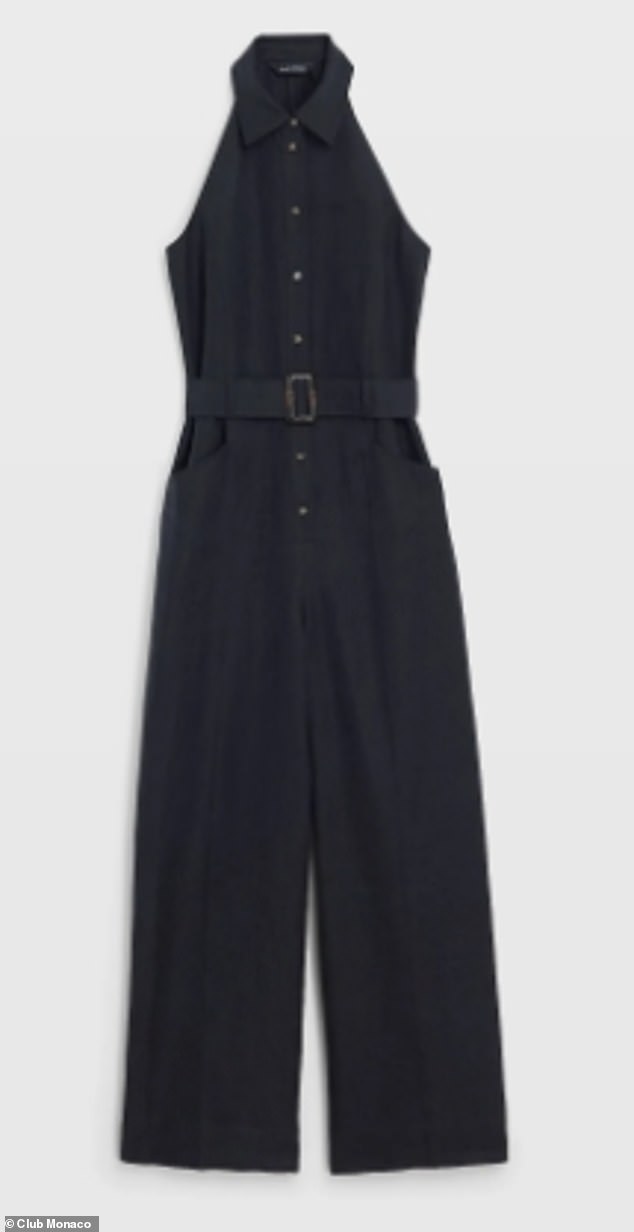 The mother of two looked chic and kept it simple in a sleeveless collared jumpsuit by Canadian label Club Monaco, which specialises in luxury casualwear.