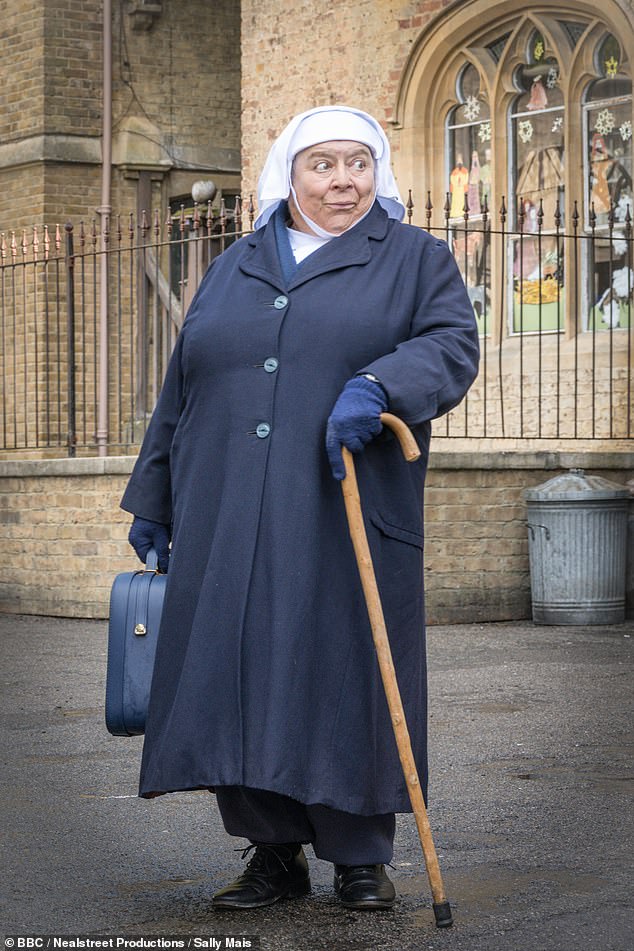 The 83-year-old actress has starred in Call the Midwife (pictured playing Mother Mildred) and Harry Potter.