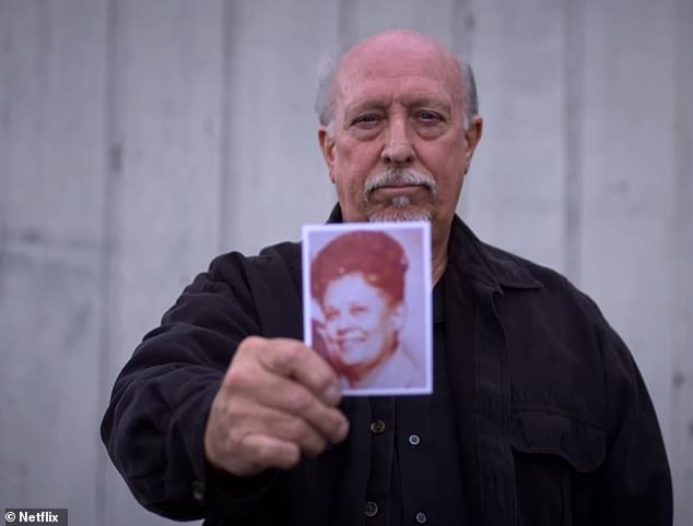 The second season of this horror documentary series has just premiered, in which the tenants share their shocking stories about their former housemates. Pictured: Bill Clausen holds a photo of his mother, Ruth Monroe, murdered by Dorothea Puente, the killer of his landlady.