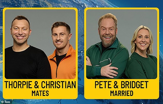 This year, the couple is competing on The Amazing Race Celebrity Edition, which wrapped filming in June, along with Peter's wife Bridget and Ian's friend Christian Miranda. All pictured