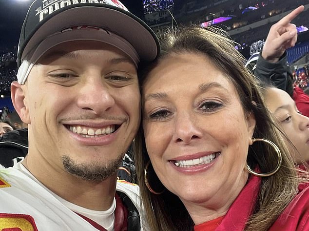 Patrick Mahomes Jr. appears in the photo with his mother, Randi Mahomes, 48.