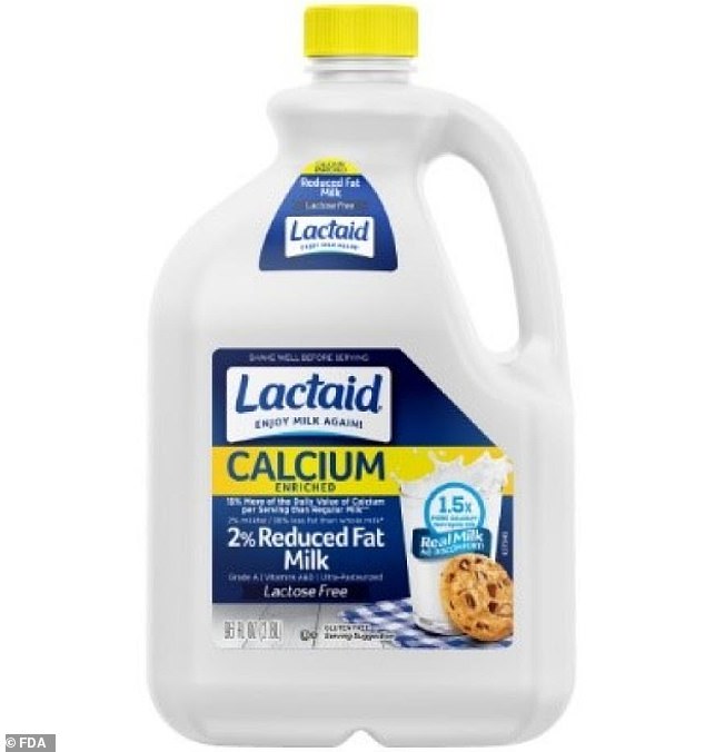 Lactaid 2% calcium-fortified milk (pictured above) is among the products included in the recall.