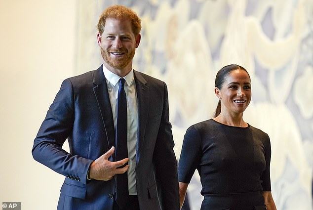 Questions arise over the Duke and Duchess' political plans - above Prince Harry and Meghan Markle arrive at the United Nations headquarters in New York in July 2022