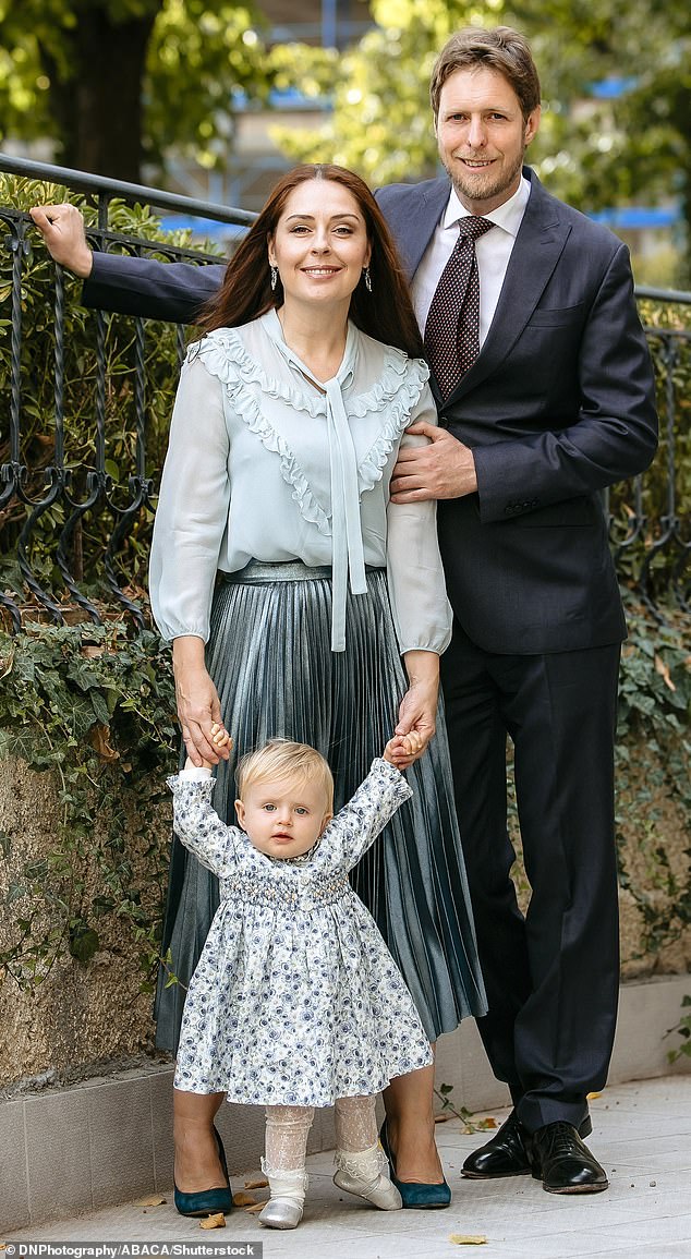 Prince Leka of Albania and Princess Elia announced their separation in January. Seen with their daughter Princess Geradine in 2021