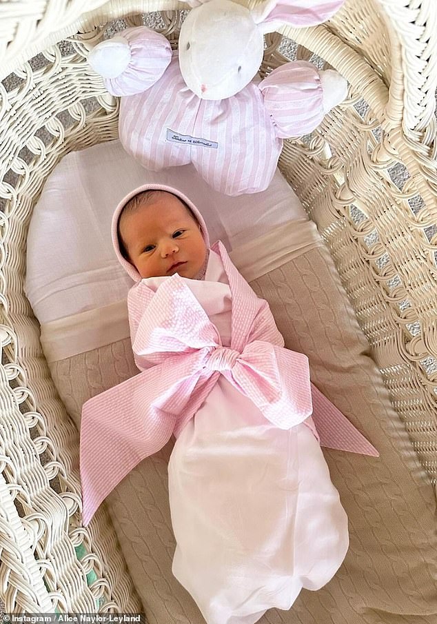 Alice shared photos of her fourth baby, Margot, wrapped in pink fabrics